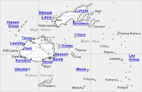 Map of Fiji weather areas