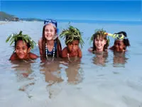 Kids play at the beach - Malolo Island Resort